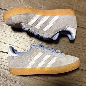 adidas Gazelle Suede Sneakers Gray, White & Pale Blue with Gum Sole size 12